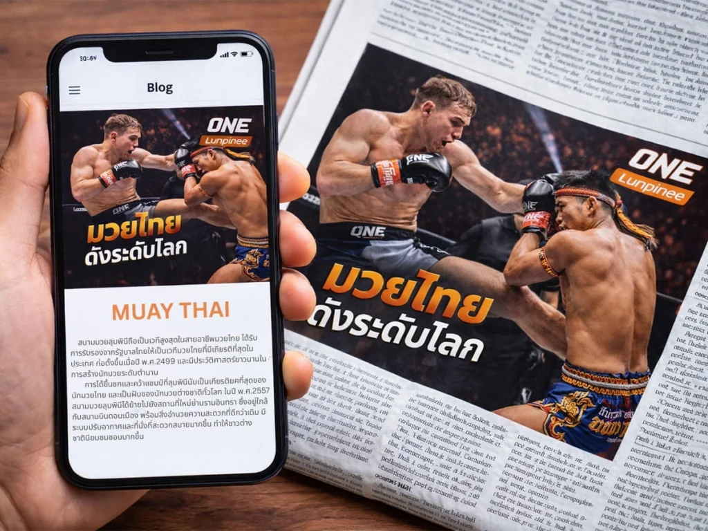 ภาพนักมวยไทยแข่งขันในรายการ ONE Championship ที่ถูกนำเสนอผ่านสื่อระดับโลก สะท้อนความนิยมของมวยไทยในต่างประเทศ